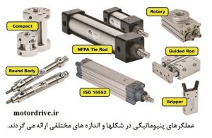 پنوماتیک انواع عملگرهای پنیوماتیکی