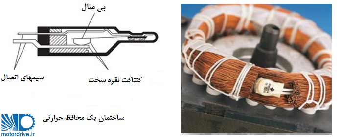 ساختمان ترموسوئیچ سیم دار و نحوه نصب آن در سیم پیچ