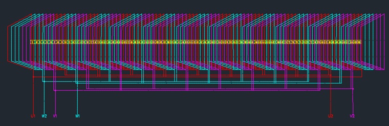 دیاگرام کامل سیم پیچی موتور با فرمت DWG