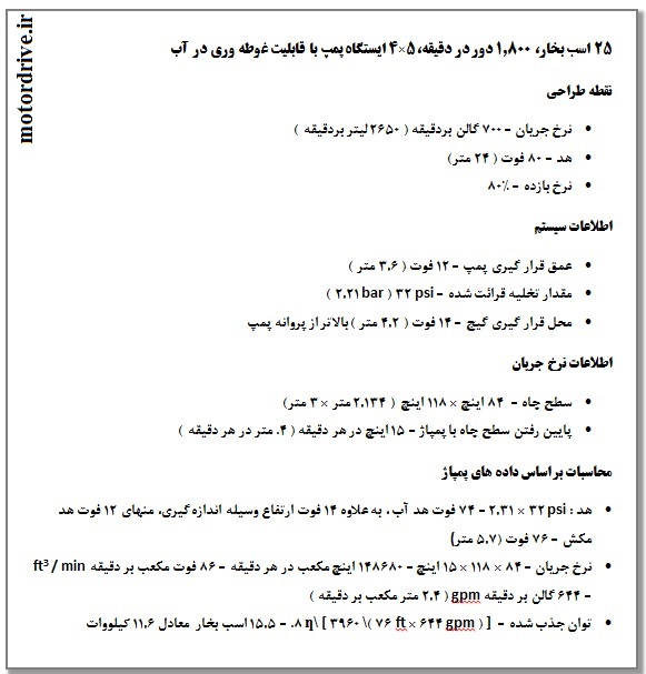 مثال واقعی از محاسبات ایستگاه پمپ بالابر شناور برای برق پمپ